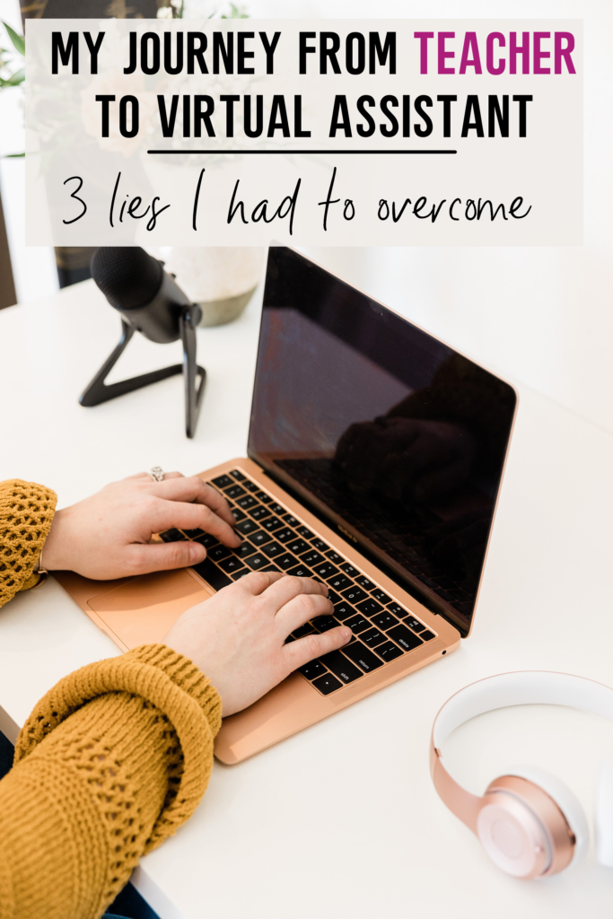 My Journey from teacher to virtual assistant - image of hands on a computer